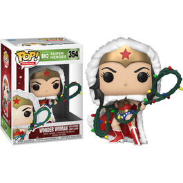 FIGURA POP DC HOLIDAY WONDER WOMAN CON LAZO DE LUCES 9 CM