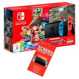 CONSOLA NINTENDO SWITCH JOY-CON AZUL Y ROJO NEON (2019) + MARIO KART 8 DELUXE + PROTECTOR DE PANTALLA + 3 MESES NINTENDO SWITCH ONLINE