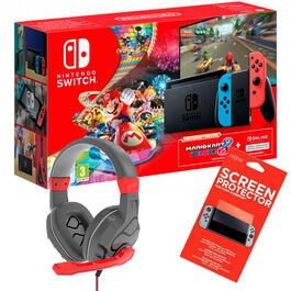 CONSOLA NINTENDO SWITCH JOY-CON AZUL Y ROJO NEON (2019) + MARIO KART 8 + 3 MESES ONLINE + PROTECTOR DE PANTALLA + HEADSET SAMUS SWITCH