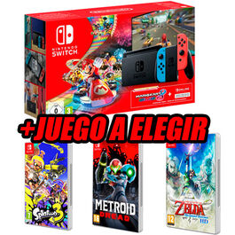CONSOLA NINTENDO SWITCH JOY-CON AZUL Y ROJO NEON (2019) + MARIO KART 8 + 3 MESES ONLINE + JUEGO A ELEGIR*
