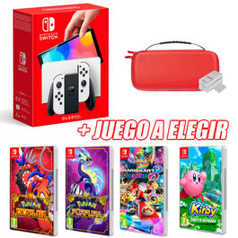 CONSOLA NINTENDO SWITCH OLED BLANCA + FUNDA + JUEGO A ELEGIR