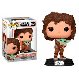 FIGURA POP STAR WARS THE MANDALORIAN PELI MOTTO WITH GROGU 9 CM